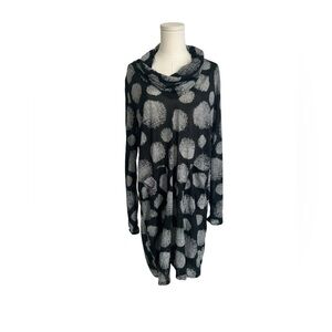 Chalet Et Ceci Asymmetrical Tunic Dress Women’s M Lagenlook USA Made Black White